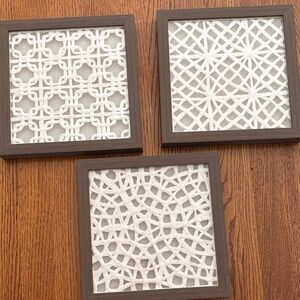 Modern Geometric Wall Art Set - Brown and White